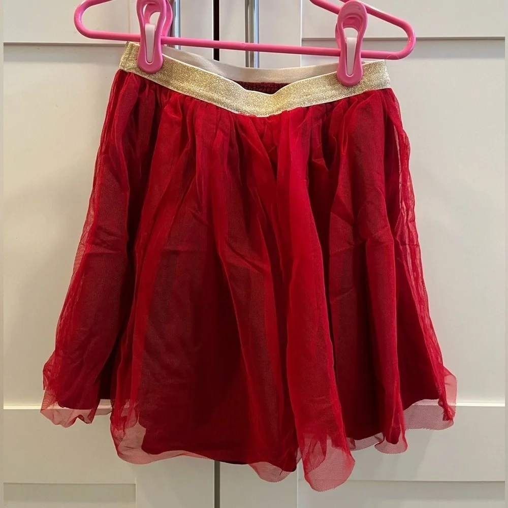 Gymboree XS (4) holiday tulle skirt in dark red